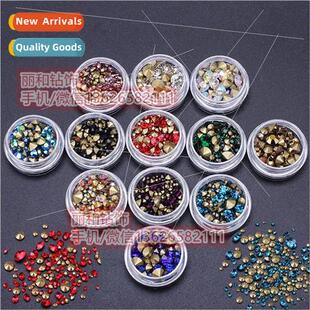 Various sizes crystal glass colored diamonds pointed bottom