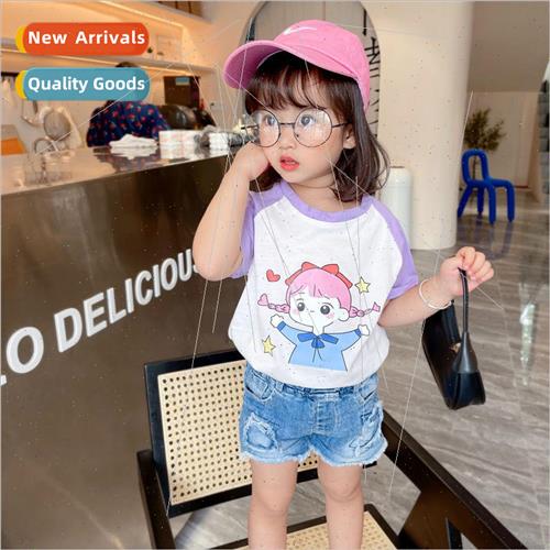 2023 summer new girls t-shirt children short-sleeved cotton