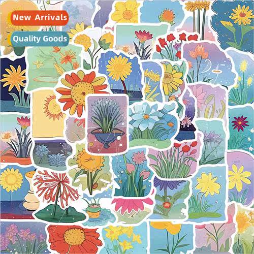 60 pcs of flowers series handbook material decorative sticke
