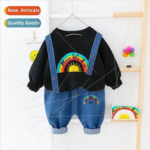 Small and medium-sized girls spring rainbow sweater back pan