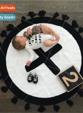 Hand-Woven Baby Crawling Mat Cross Tassel Photography Blanke