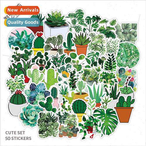 50 pcs of plants flowers green leaves graffiti stickers deco