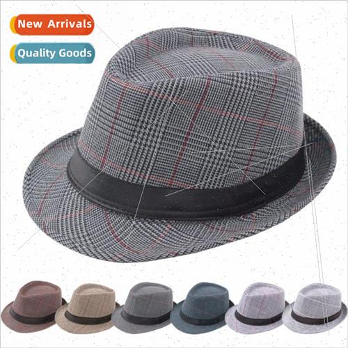 Spring summer and fall fashion plaid bowler hat male middle-