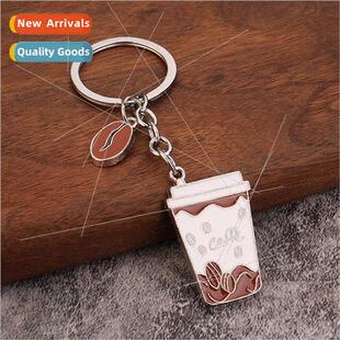 3D coffee keychain metal car key pendant coffee appliance ke