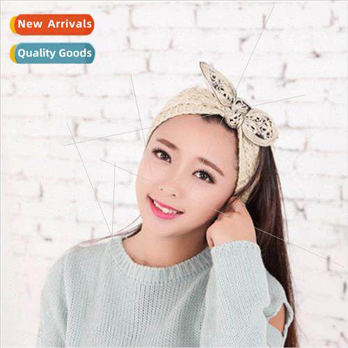 New fall and winter wool rabbit ears handmade knitted hair b