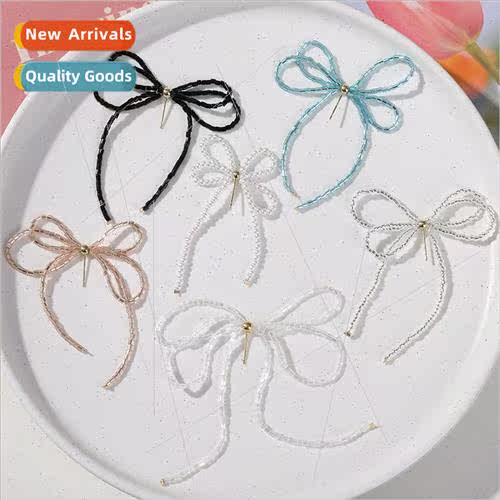 Fashion temperament tassel bow earrings diy handmade weaving
