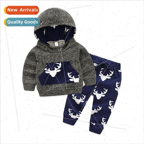 Spring and Autumn knitted pullover hooded sweater top childr