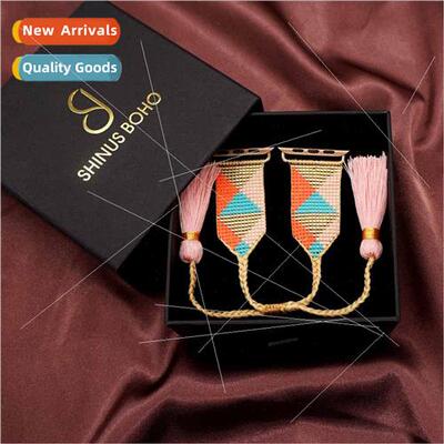 适用 niche bohemian  rice beads hand-woven geometric tassel