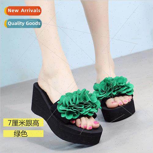 Summer slippers womens outside wear high with a word drag -s