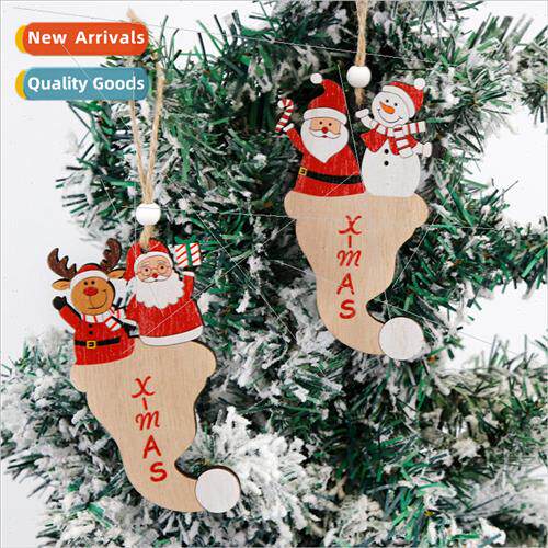 New Christmas wooden pendant upside down Christmas hat doll