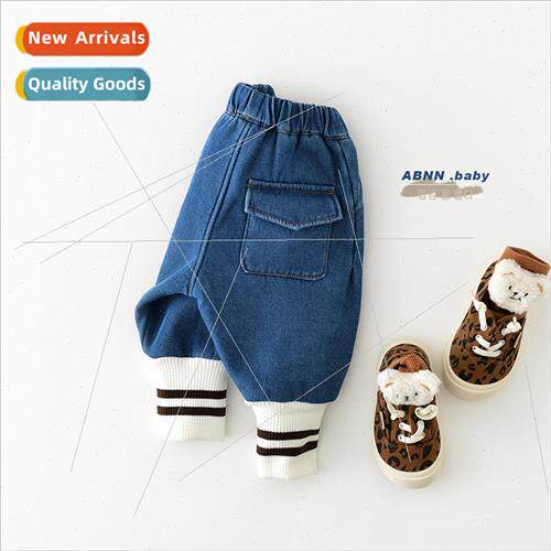 2022 winter Korean  of padded thickened jeans baby baby out