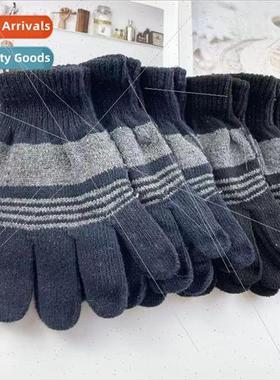 Construction site striped woolen gloves chevron color blocki