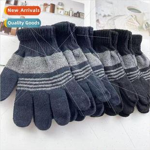 Construction site striped woolen gloves chevron color blocki