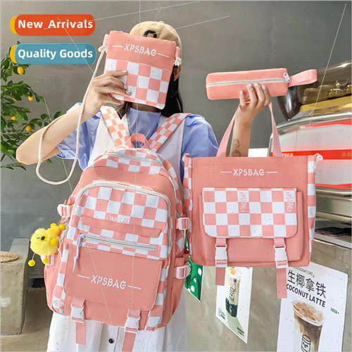 New plaid multi-piece set of 适用eign- schoolbag 2022 new la