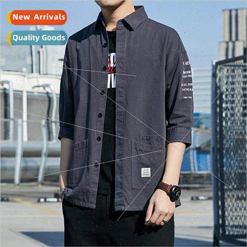 Shirt men Korean nd short-sleeved 2021 summer loose seven-mi