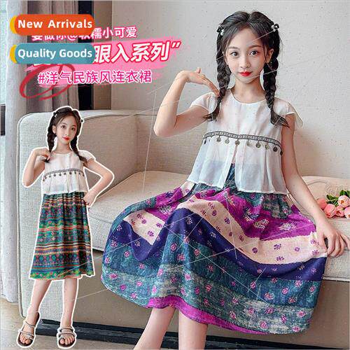 Big childrens summer short-sleeved ethnic  dress 2023 Yangqi