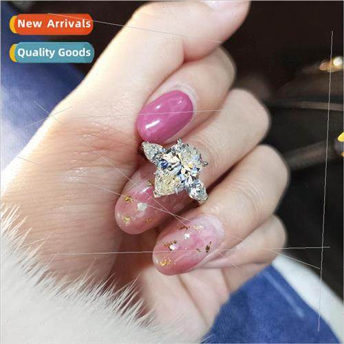 Moissanite Exaggerated Middle Finger Engagement Teardrop Pea