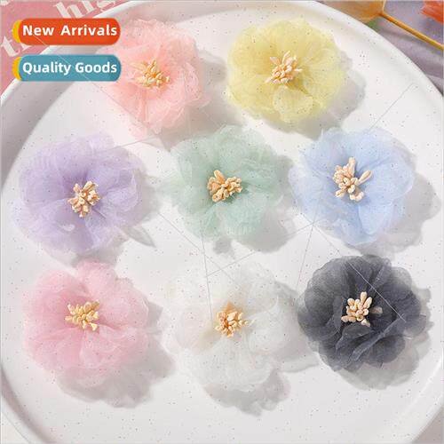Super fairy princess  organza flower heart yarn flower diy h