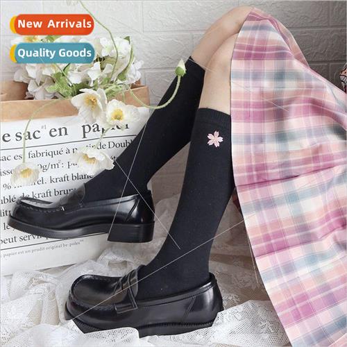 Japanese jk cherry blossom embroidery calf socks female Kore