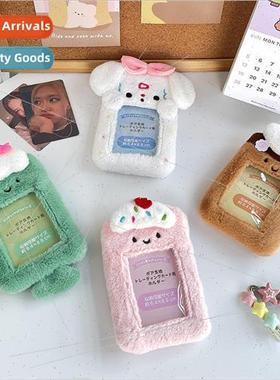 New cute plush dessert card holder transparent meal card bus
