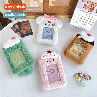 New cute plush dessert card holder transparent meal card bus