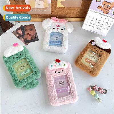 New cute plush dessert card holder transparent meal card bus