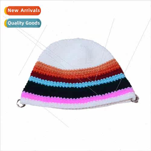 Korean  of the new color-splicing striped knitted fisherman