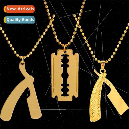 Mens Hip Hop Alloy Blade Shaving Razor Razor Pendant Necklac