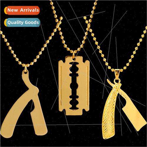 Mens Hip Hop Alloy Blade Shaving Razor Razor Pendant Necklac