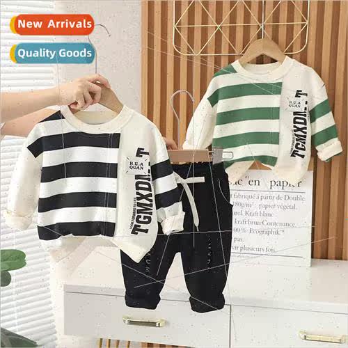 Boys fall suit suit 0-5 baby boy striped splicing clothes fa