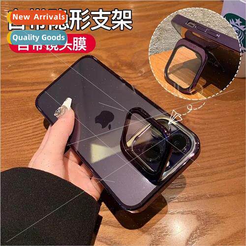 New iPhone 14ProMax case plating mirror invisible stand 适用