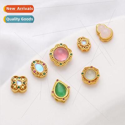 Copper sand gold skeleton gold rim inlaid zirconia spacer be