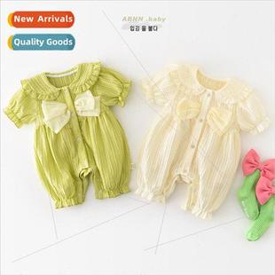 small sho female out summer fresh tie bow baby jumpsuit Baby