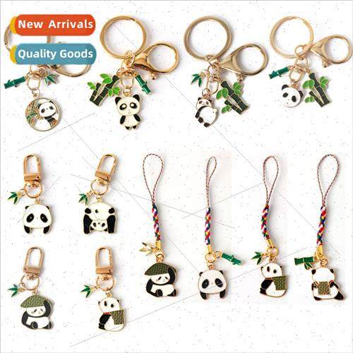 Creative cute bamboo panda keychain alloy pendant Chinese  c