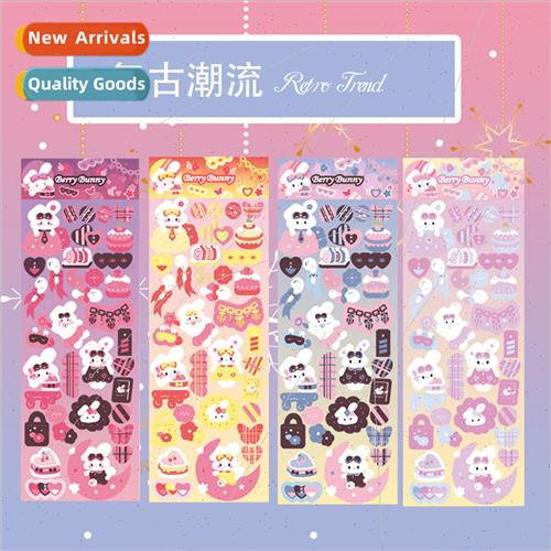 Cute retro nd rabbit cake love laser stickers Guca hand acco