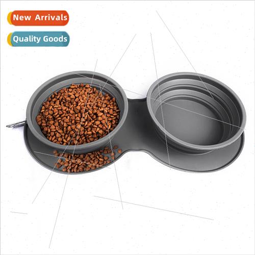 licone Water Feeding Pet Anti-Choking Double Food Bowl Foldi