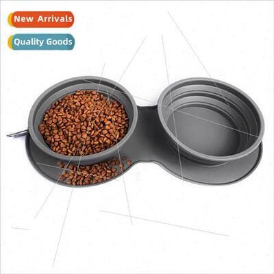 licone Water Feeding Pet Anti-Choking Double Food Bowl Foldi