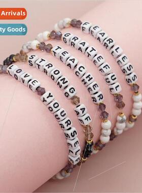 Taylor Boho Boho Square Letter Beads Natural Stone Crystal B