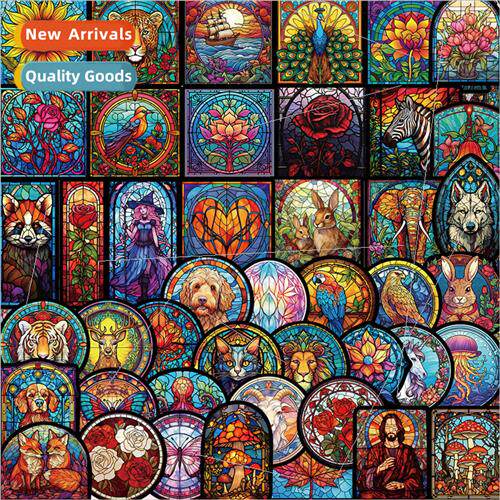50 cartoon painted glass graffiti stickers decorative handbo
