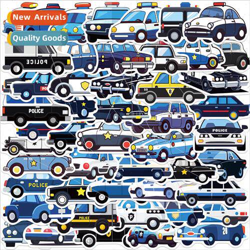 50 cartoon police car graffiti stickers decorative guitar la
