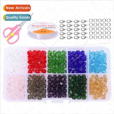 Crystal pointed beads glass rhombus beads set diy handmade b