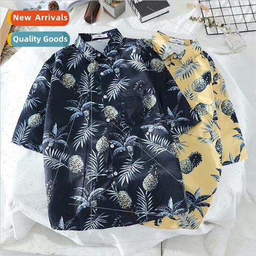 2021 summer new floral printed shirt mens short-sleeved casu