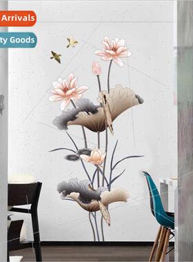 Chinese  lotus living room wallpaper self-adhesive sofa back