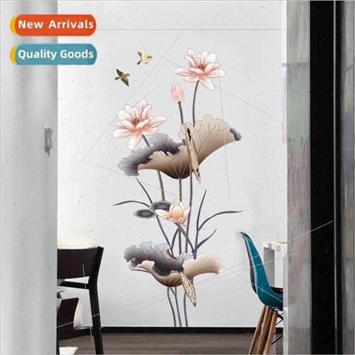 Chinese  lotus living room wallpaper self-adhesive sofa back