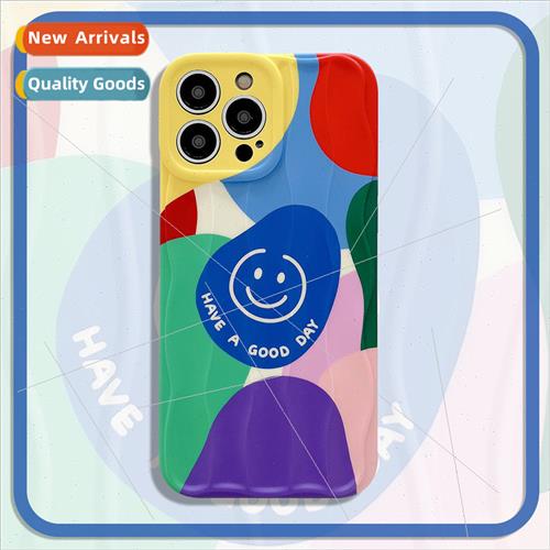 Niche colorful color block splicing smiley face 适用 Apple 1