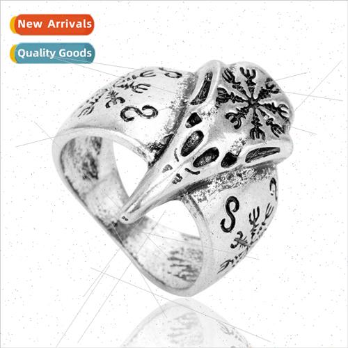 New jewelry Nordic Viking retro raven eagle head ring person