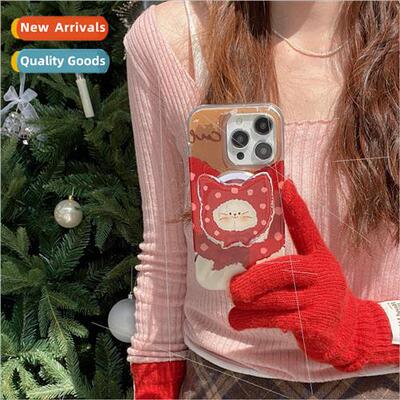 Niche ins polka dot scarf cat 适用 Apple 15ProMax magnetic i