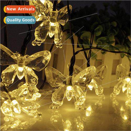 led solar butterfly string lights string outdoor patio festi