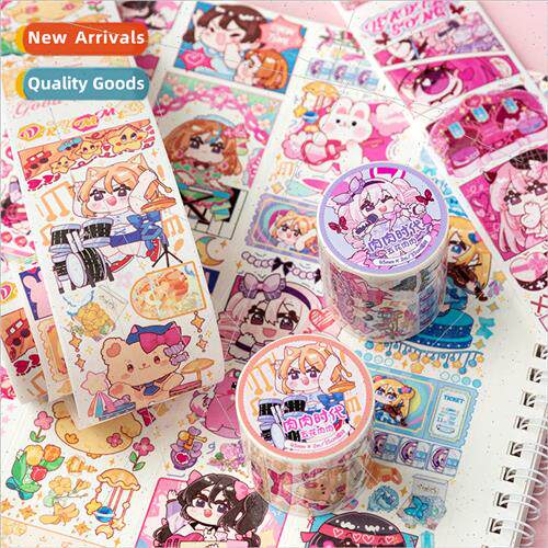 She Pork Meat Cartoon Japanese Paper Material  Oil Tape Girl