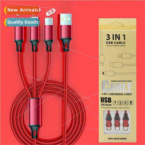 one tow three cell phone data cable 适用 apple android 3 in